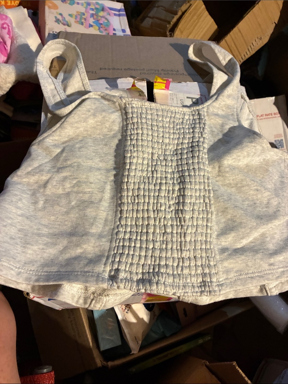 Girls' Light Gray Smocked Front Tank Top